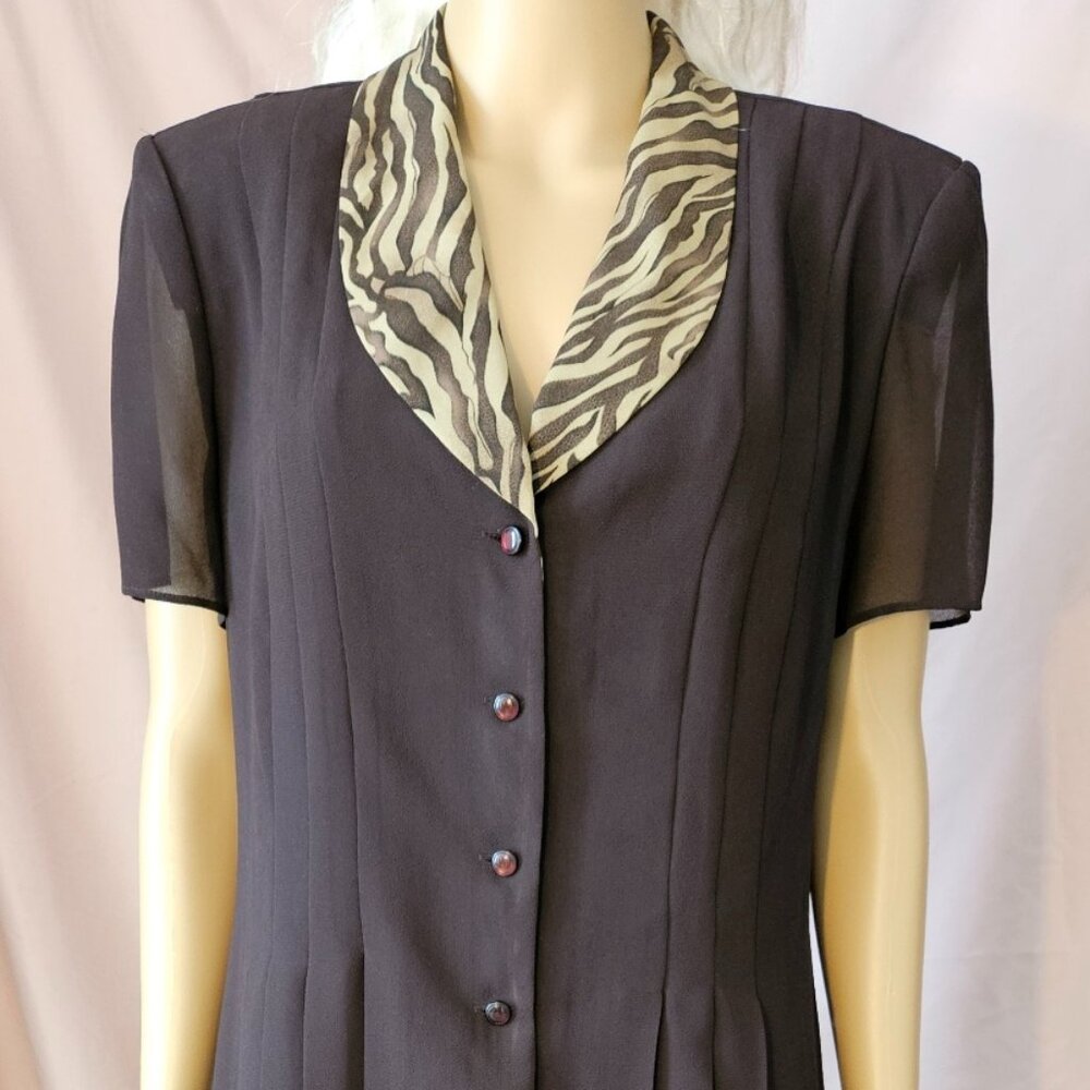 Danny & Nicole 2-Piece Blazer and Skirt Brown with Animal Print.